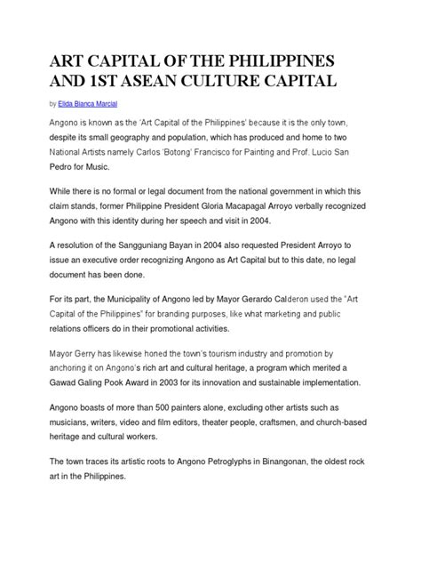 ART CAPITAL OF THE PHILIPPINES AND 1ST ASEAN .